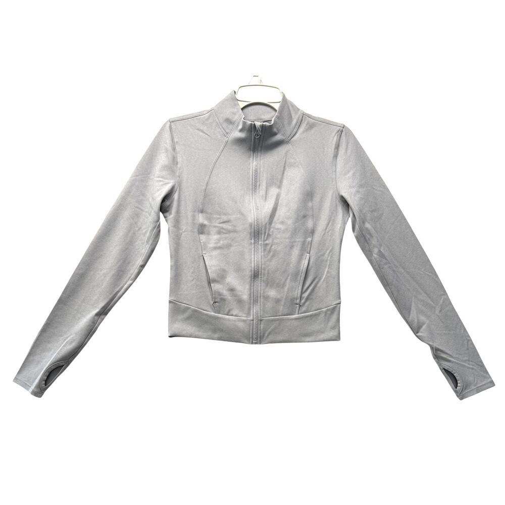 YOGALICIOUS Lux Crosstrain Everyday Full Zip Jacket Women's Size S Light Gray